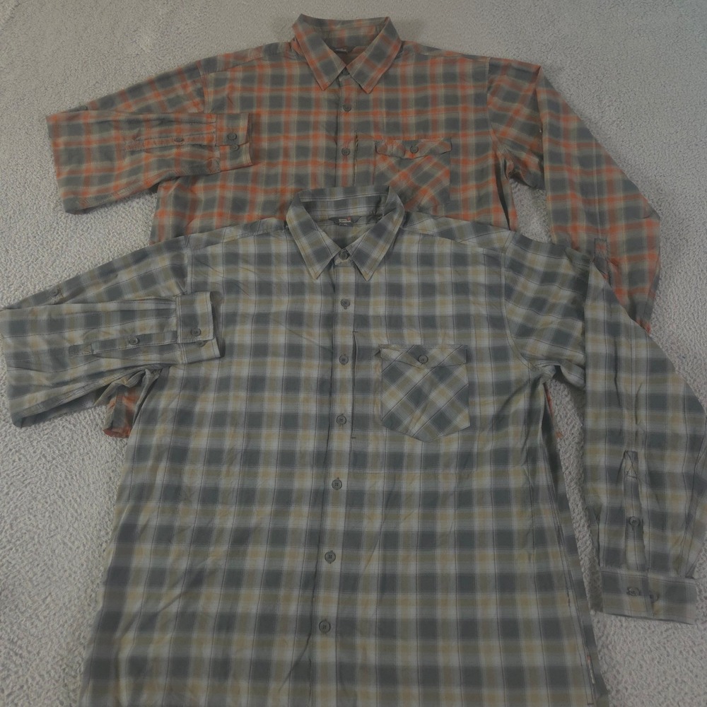LOT OF 2 Royal Robbins Shirt Mens XL Multi Plaid Roll Tab Sleeve Button Down